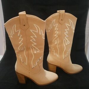 Maurices Pink Heeled Dolly Boots with Western Charm
